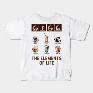 CoFFeEs: The Elements of Life with different coffee styles Kids T-Shirt